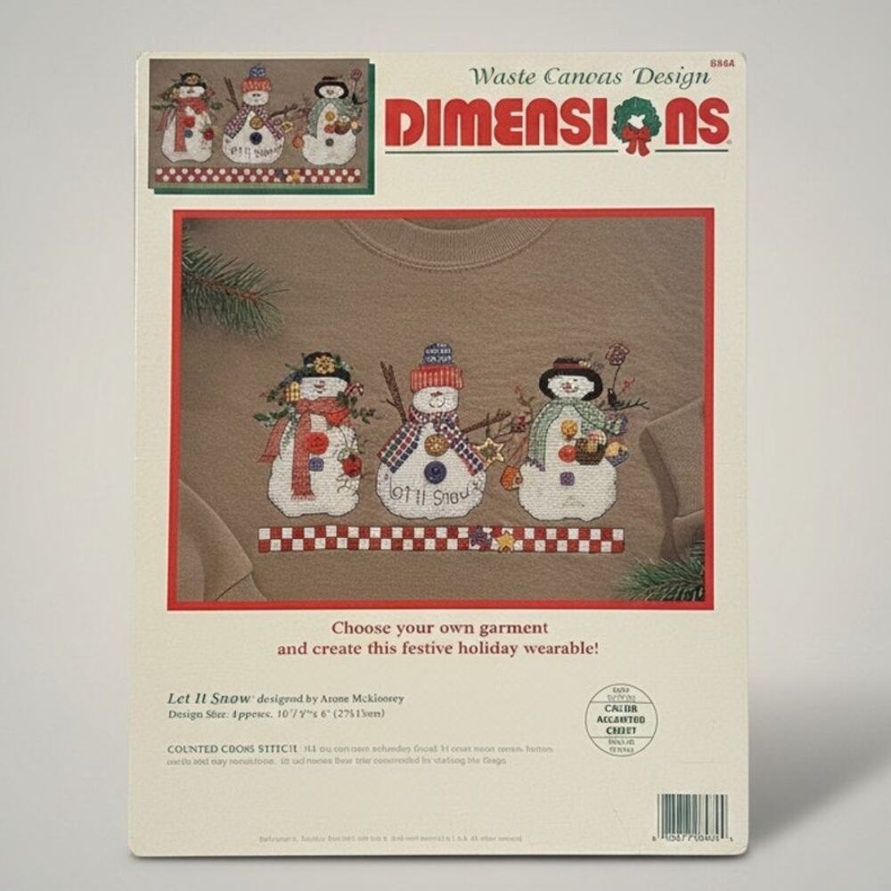 Vintage 1995 Dimensions Cross Stitch Kit Let it Snow Snowman #8484 SEALED USA